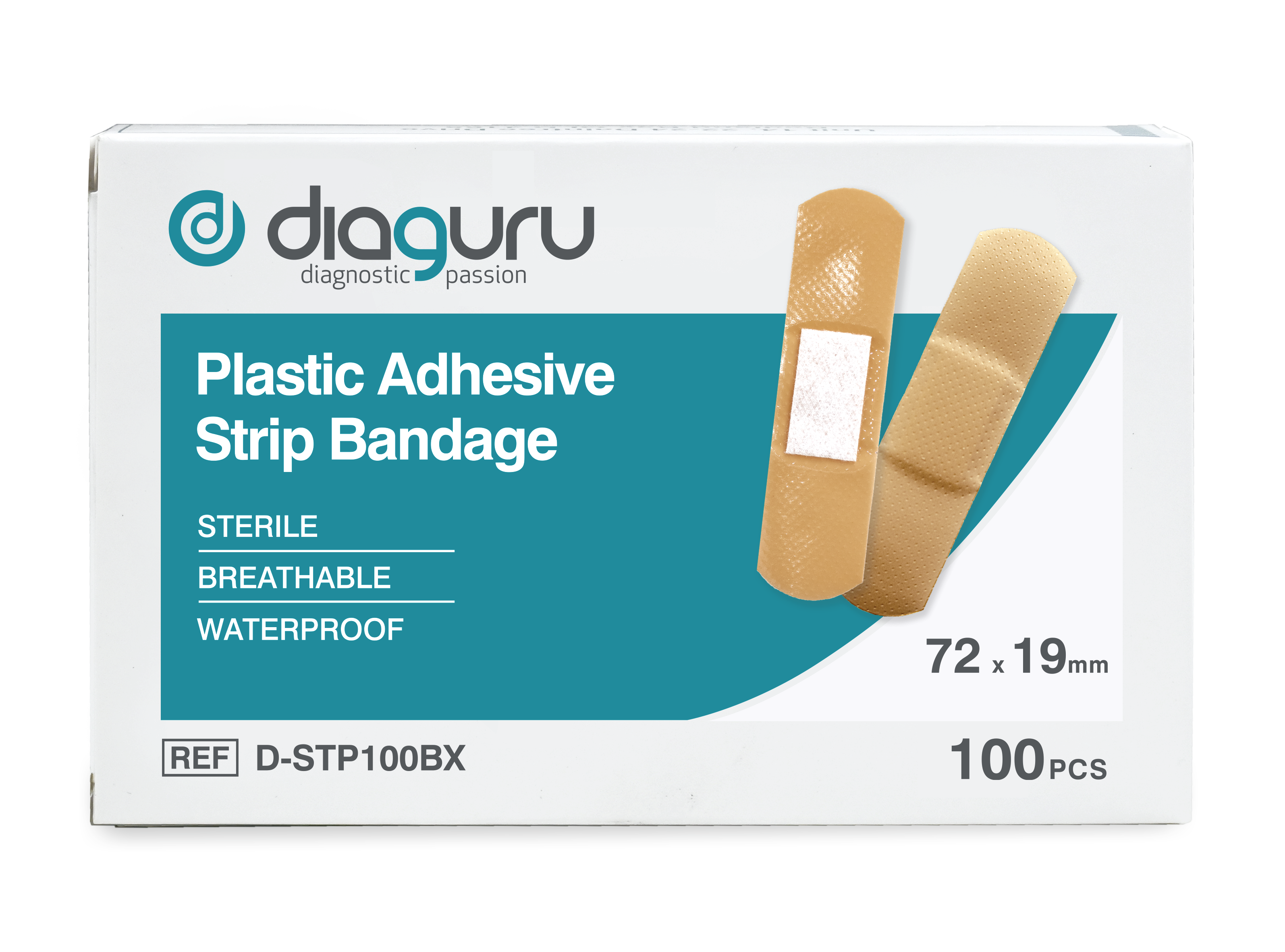 Diaguru Strip Plaster; Plastic, Waterproof Sterile Box/100